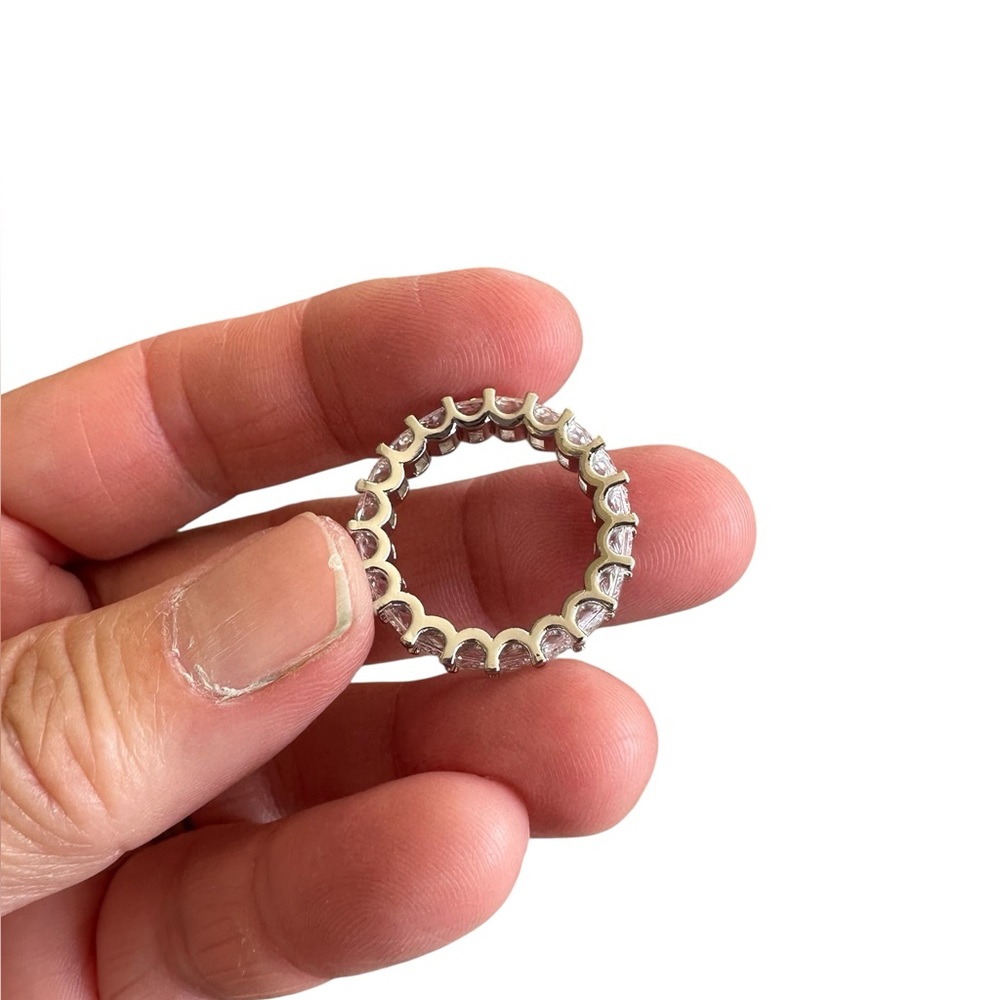 Silver Rectangular Diamond Lined Ring - image 2